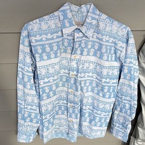 Armani Jeans Collared Men’s Shirt With Pineapples and Palm Leaves